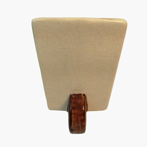 Ceramic Wheelbarrow Toothpick Holder Cart Tan Brown Handle Vintage 1950 MCM - Picture 4 of 9